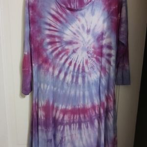 Purple Tie Dyed Skater Dress Long Sleeve XL NWOT